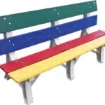 BANCO DE JARDIM MADEIRA PLÁSTICA MACIÇA COLORIDO COM 3 LUGARES E 4 TÁBUAS 100% RECICLADO 1,50M / LC-01C