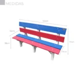 BANCO DE JARDIM MADEIRA PLÁSTICA MACIÇA COLORIDO COM 3 LUGARES E 4 TÁBUAS 100% RECICLADO 1,50M / LC-01C