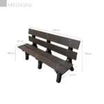 BANCO DE JARDIM MADEIRA PLÁSTICA MARROM COM 3 LUGARES E 4 TÁBUAS 100% RECICLADO 1,50M / LC-01E
