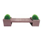 BANCO DE MADEIRA PLÁSTICA MACIÇA MARROM COM CACHEPÔ 100% RECICLADO 3 LUGARES 2,5 M / BC-05