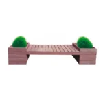 BANCO DE MADEIRA PLÁSTICA MACIÇA MARROM COM CACHEPÔ 100% RECICLADO 3 LUGARES 2,5 M / BC-05