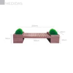 BANCO DE MADEIRA PLÁSTICA MACIÇA MARROM COM CACHEPÔ 100% RECICLADO 3 LUGARES 2,5 M / BC-05