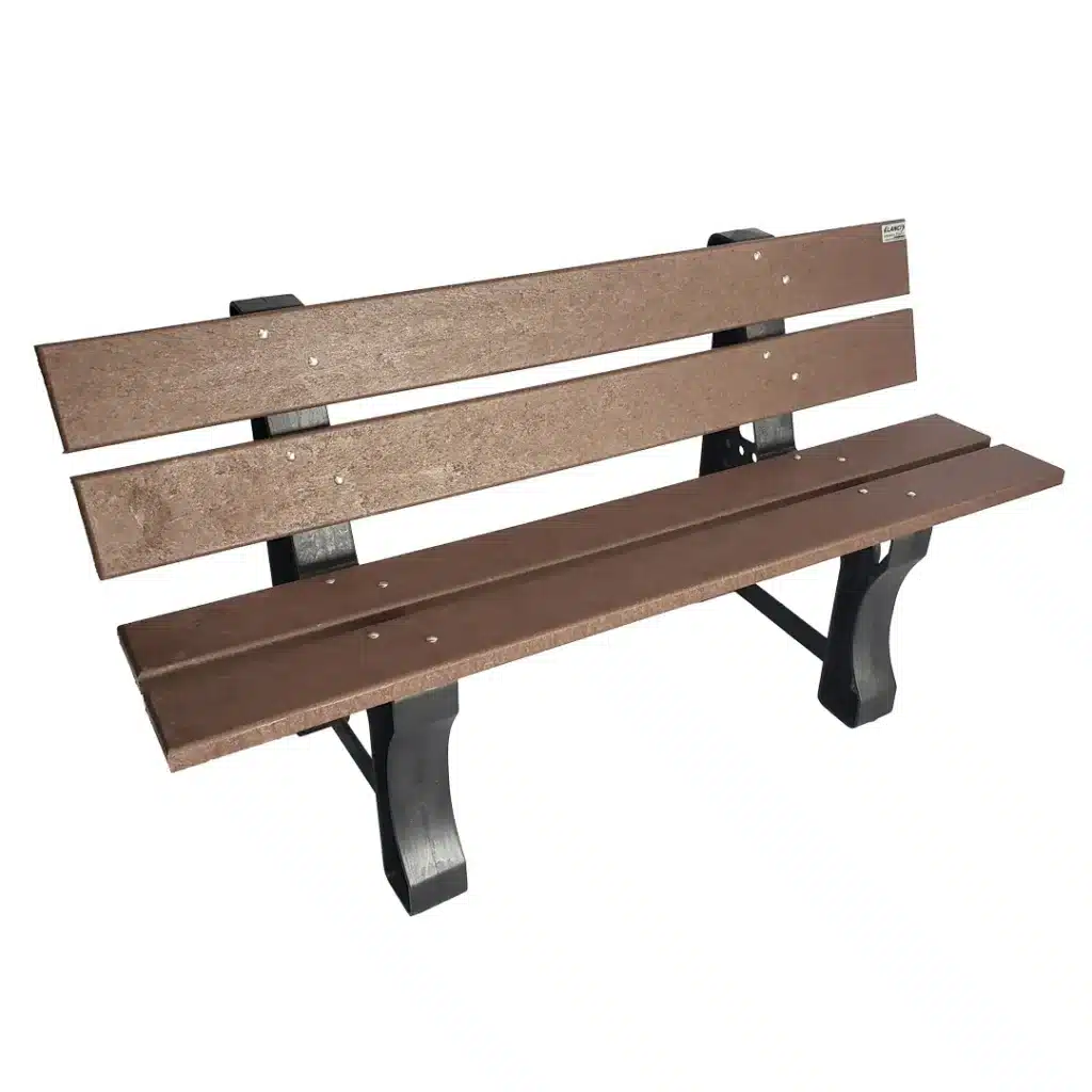BANCO DE MADEIRA PLÁSTICA REFORÇADO MARROM COM 3 LUGARES E 4 TÁBUAS 100% RECICLADO 1,5M / LC-01R