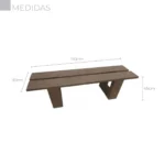 BANCO EM MADEIRA PLÁSTICA MACIÇA MARROM SEM ENCOSTO COM 3 LUGARES E 2 TÁBUAS 100% RECICLADO 1,48M / LC-11