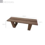 BANCO EM MADEIRA PLÁSTICA MACIÇA MARROM SEM ENCOSTO COM 3 LUGARES E 2 TÁBUAS 100% RECICLADO 1M / LC-12