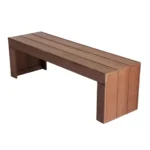 BANCO EM MADEIRA PLÁSTICA MACIÇA MARROM SEM ENCOSTO COM 3 LUGARES E 3 TÁBUAS - 100% RECICLADO / 1,5M / BC-02