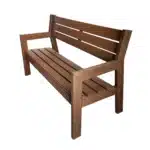 BANCO NAMORADEIRA EM MADEIRA PLÁSTICA MACIÇA MARROM COM BRAÇO 100% RECICLADA 1,5M / BC-07