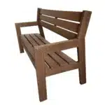 BANCO NAMORADEIRA EM MADEIRA PLÁSTICA MACIÇA MARROM COM BRAÇO 100% RECICLADA 1,5M / BC-07