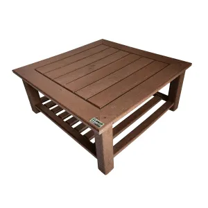 MESA DE CENTRO BAIXA EM MADEIRA PLÁSTICA MACIÇA MARROM 100% RECICLADA 50CM / BE-16A