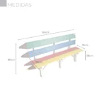 BANCO LÁPIS EM MADEIRA PLÁSTICA COLORIDA COM 3 LUGARES E 4 TÁBUAS 100% RECICLADO 1,65M / LC-01CL