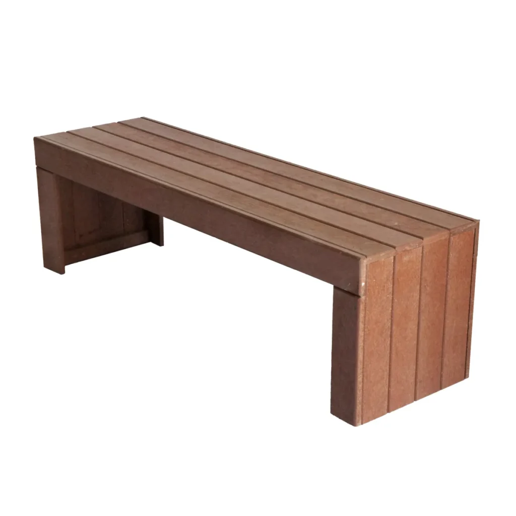 BANCO RETO DE MADEIRA PLÁSTICA MACIÇA SEM ENCOSTO 100% RECICLADO 3 LUGARES 1,5M / BC-03