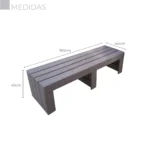 BANCO RETO DE MADEIRA PLÁSTICA MACIÇA SEM ENCOSTO 100% RECICLADO 3 LUGARES 1,5M / BC-03