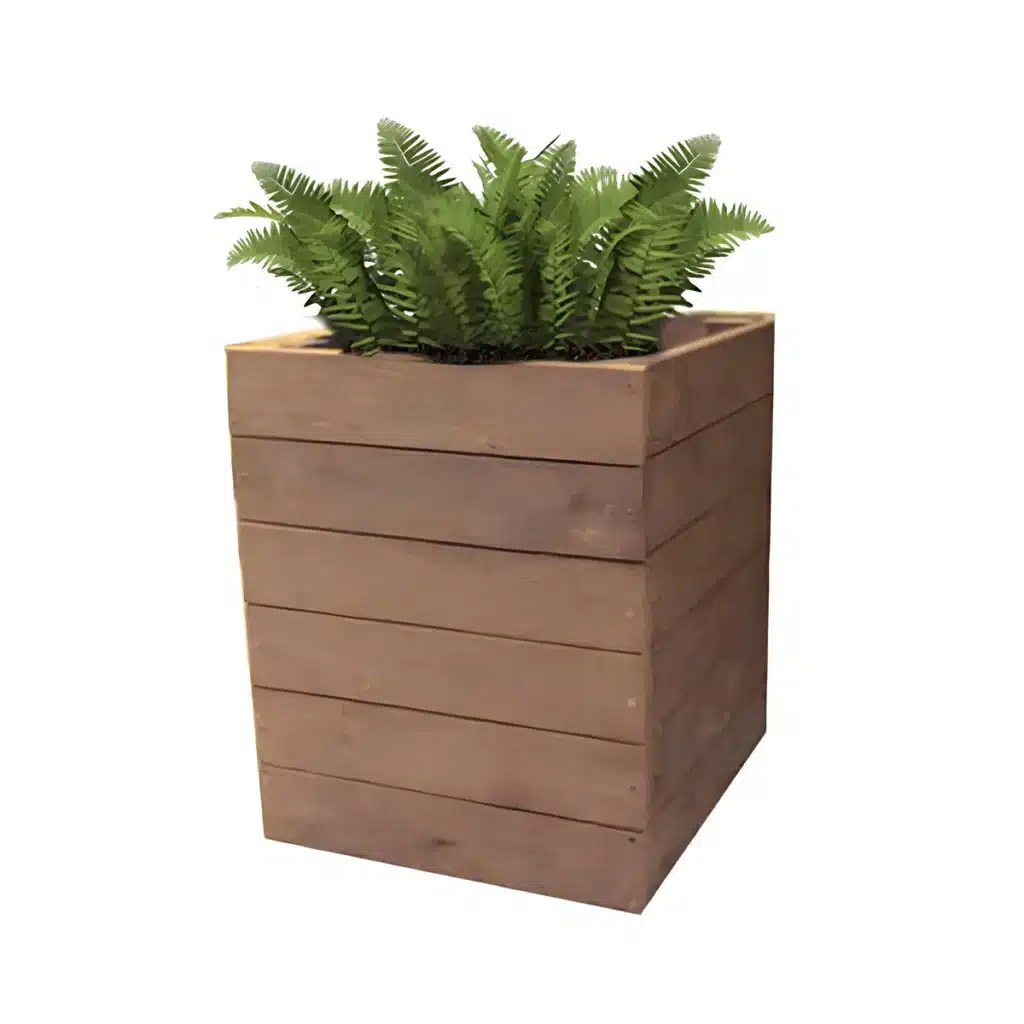 CACHEPÔ QUADRADO EM MADEIRA PLÁSTICA MACIÇA MARROM 100% RECICLADO 49CM / FL-02