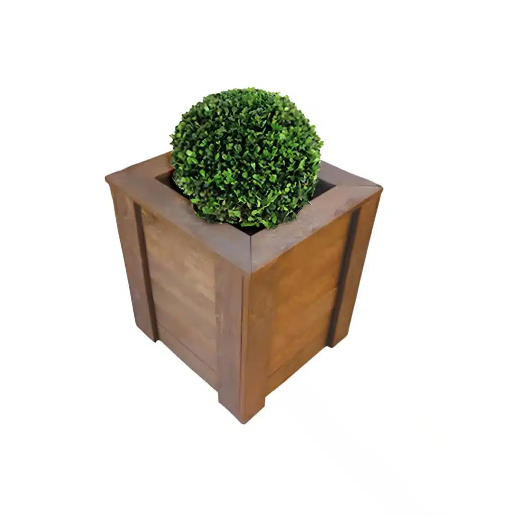 CACHEPÔ QUADRADO EM MADEIRA PLÁSTICA MACIÇA MARROM COM BORDA 100% RECICLADO 53CM / FL-02B