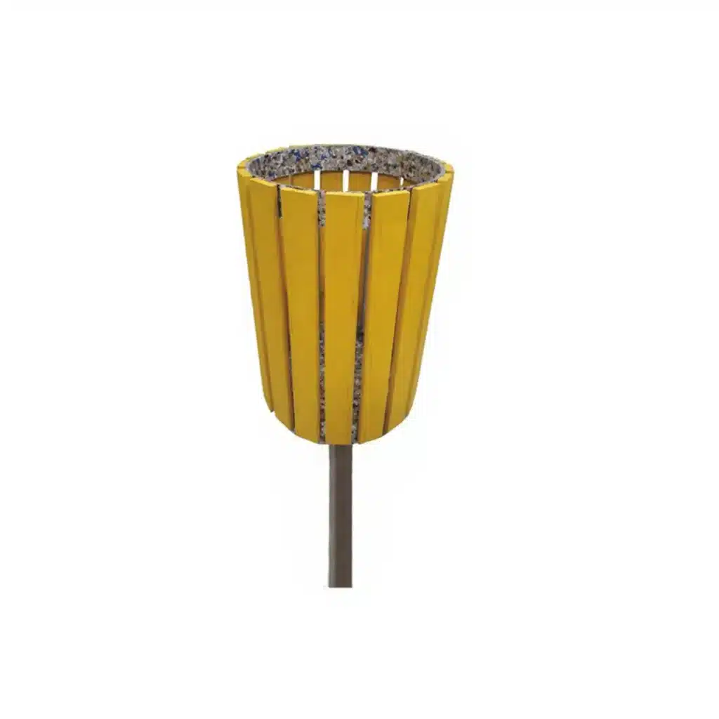 LIXEIRA 1 CESTO REDONDA MADEIRA PLÁSTICA MACIÇA 40 LITROS COLORIDA 100% RECICLADA 45CM / LC-24C