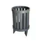 LIXEIRA DE PRAIA EM MADEIRA PLÁSTICA MACIÇA MARROM 60 LITROS REDONDA 100% RECICLADA 80CM / LC-20