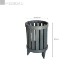 LIXEIRA DE PRAIA EM MADEIRA PLÁSTICA MACIÇA MARROM 60 LITROS REDONDA 100% RECICLADA 80CM / LC-20