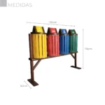 LIXEIRA EM MADEIRA PLÁSTICA MACIÇA COLORIDA LINHA LÁPIS 100% RECICLADA 1,35M / LC-28L