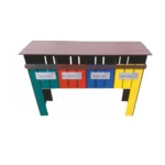 LIXEIRA MADEIRA PLÁSTICA MACIÇA MARROM COM 4 CESTOS 35 LITROS CADA C/ TAMPA QUADRADA 100% RECICLADA 1,3M / LC-28