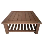 MESA DE CENTRO BAIXA EM MADEIRA PLÁSTICA MACIÇA MARROM 100% RECICLADA 50CM / BE-16A