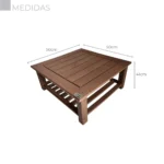 MESA DE CENTRO BAIXA EM MADEIRA PLÁSTICA MACIÇA MARROM 100% RECICLADA 50CM / BE-16A