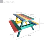 MESA DE PIQUENIQUE EM MADEIRA PLÁSTICA MACIÇA COLORIDA 100% RECICLADA 1M / LC-06C