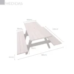 MESA DE PIQUENIQUE EM MADEIRA PLÁSTICA MACIÇA MARROM COM FURO PARA GUARDA-SOL 100% RECICLADA 1,48M / LC-06