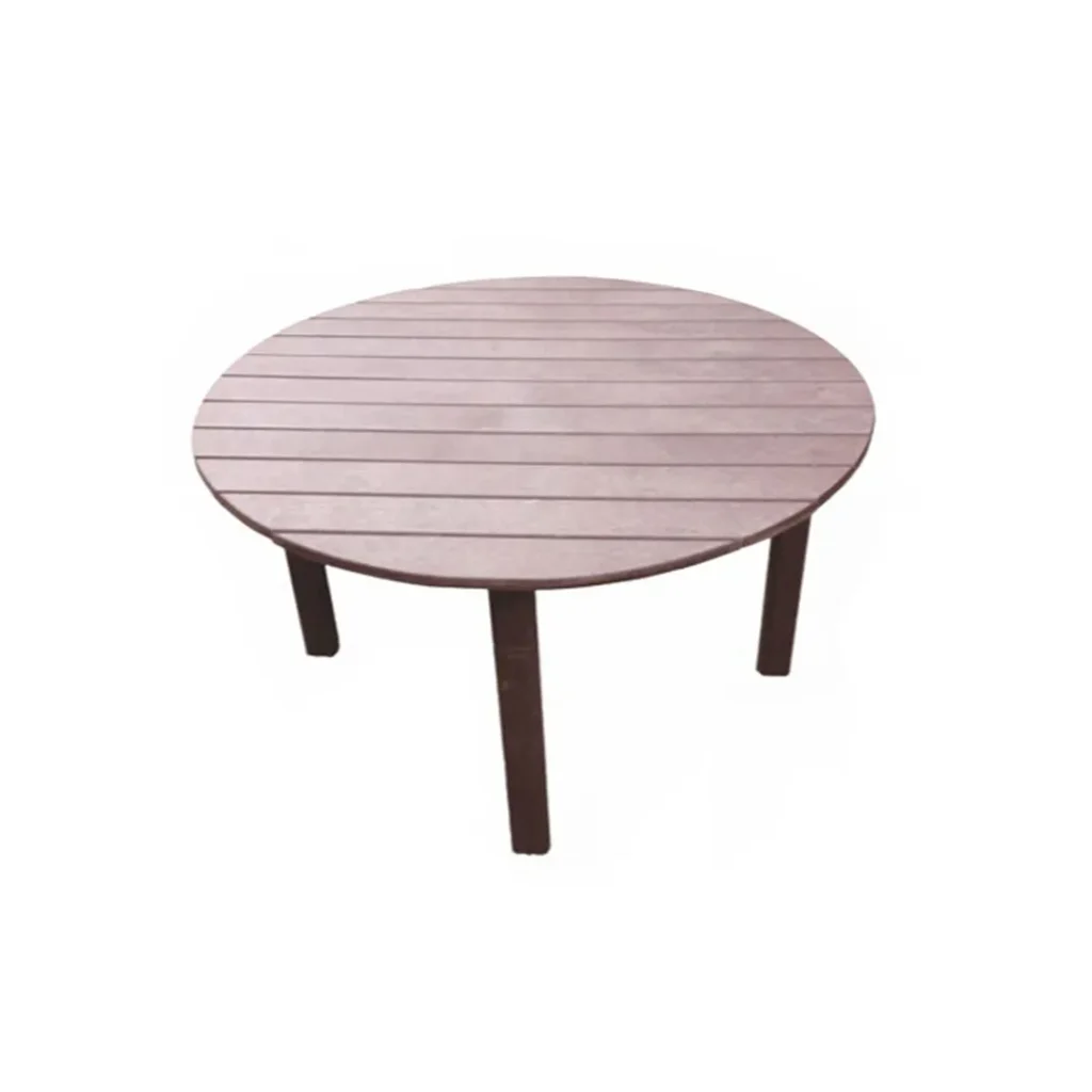 MESA REDONDA EM MADEIRA PLÁSTICA MACIÇA MARROM - 100% RECICLADA / 1,2M / LC-08A